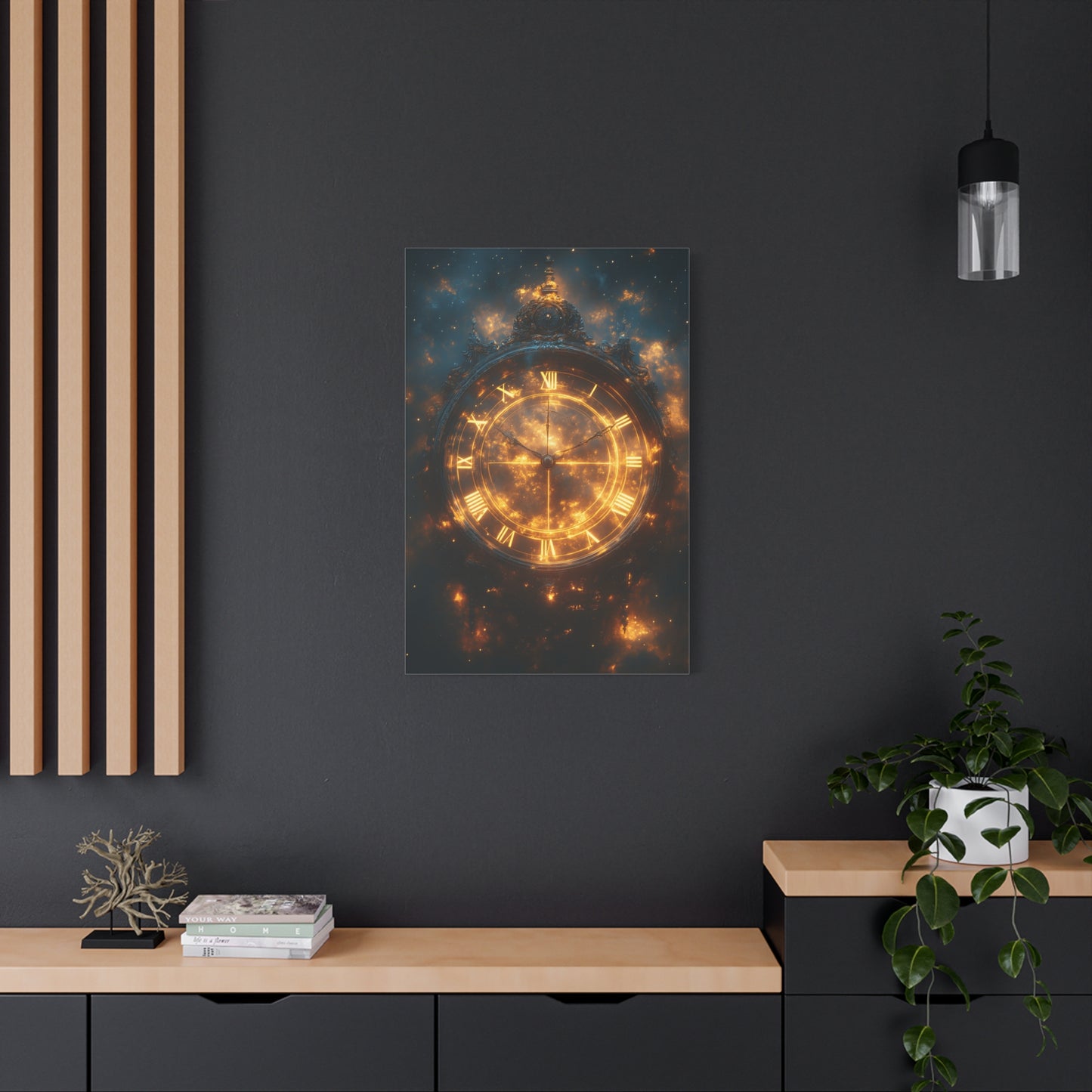 Ethereal Clock Canvas Wall Art, Timeless Décor, Night Sky Art, Galactic Home Décor