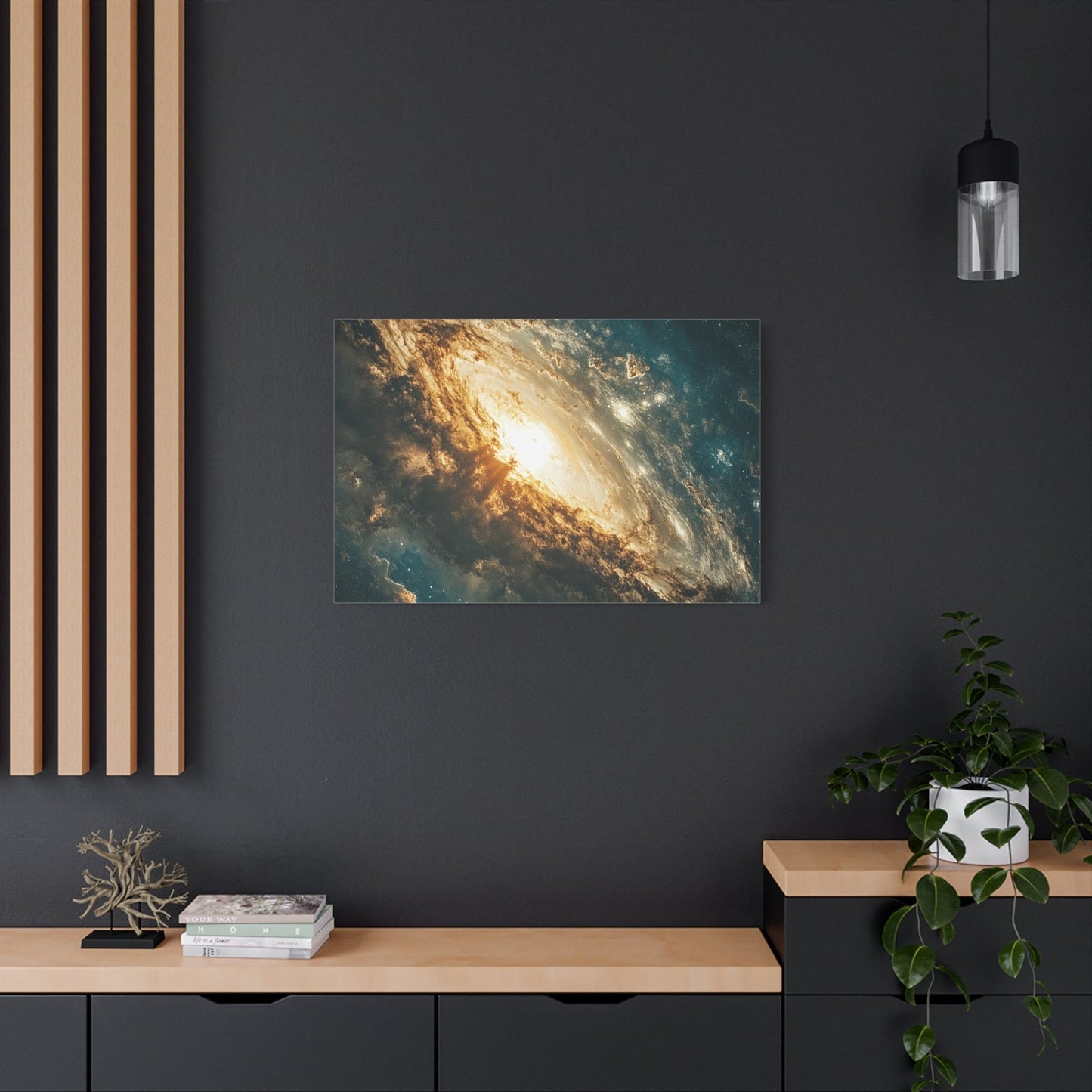 Abstract galaxy wall art matte canvas print with celestial cosmic design for home décor and space lovers