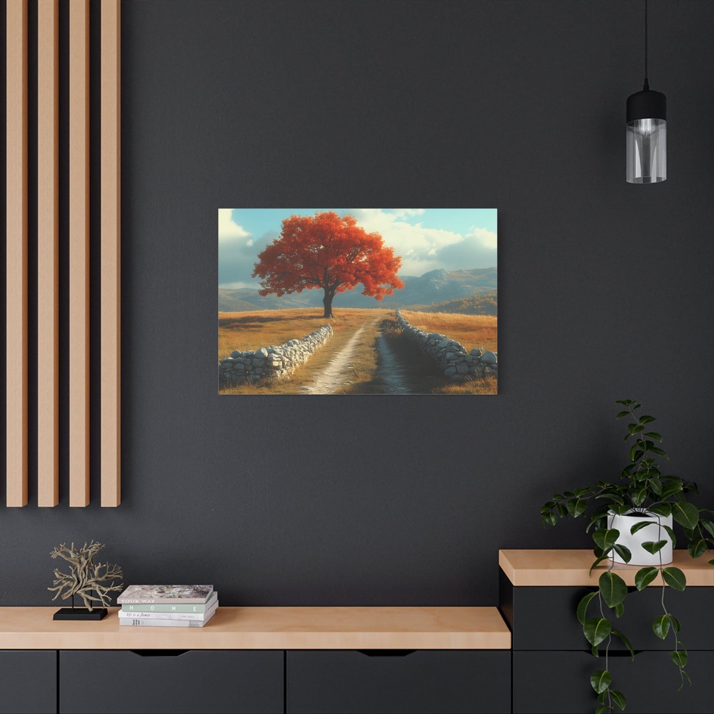 Vibrant Landscape Canvas Art, Nature Wall Decor, Red Tree Print, Home Decor, Gift for Nature Lovers