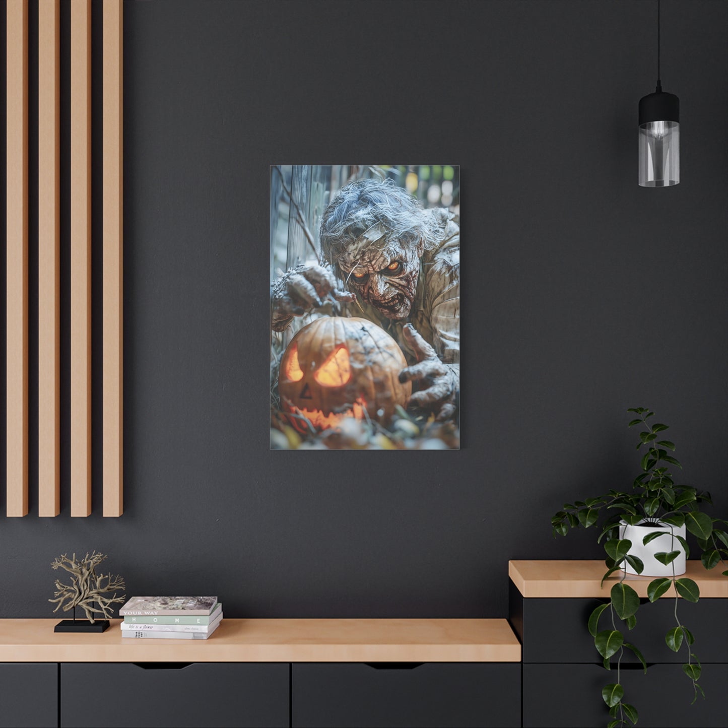 Halloween Canvas Art Print, Creepy Wall Decor, Spooky Home Decor, Haunted House Decoration, Fall Artwork, Pumpkin Scare