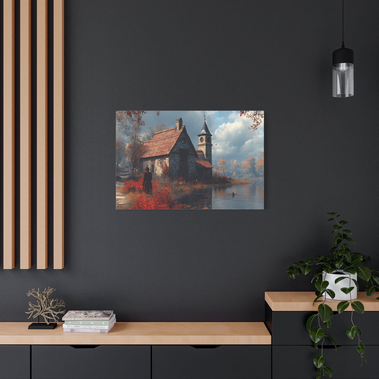 Rustic Art Canvas, Wall Decor, Home Decoration, Cozy Living Room, Nature Scene, Ideal for Holidays