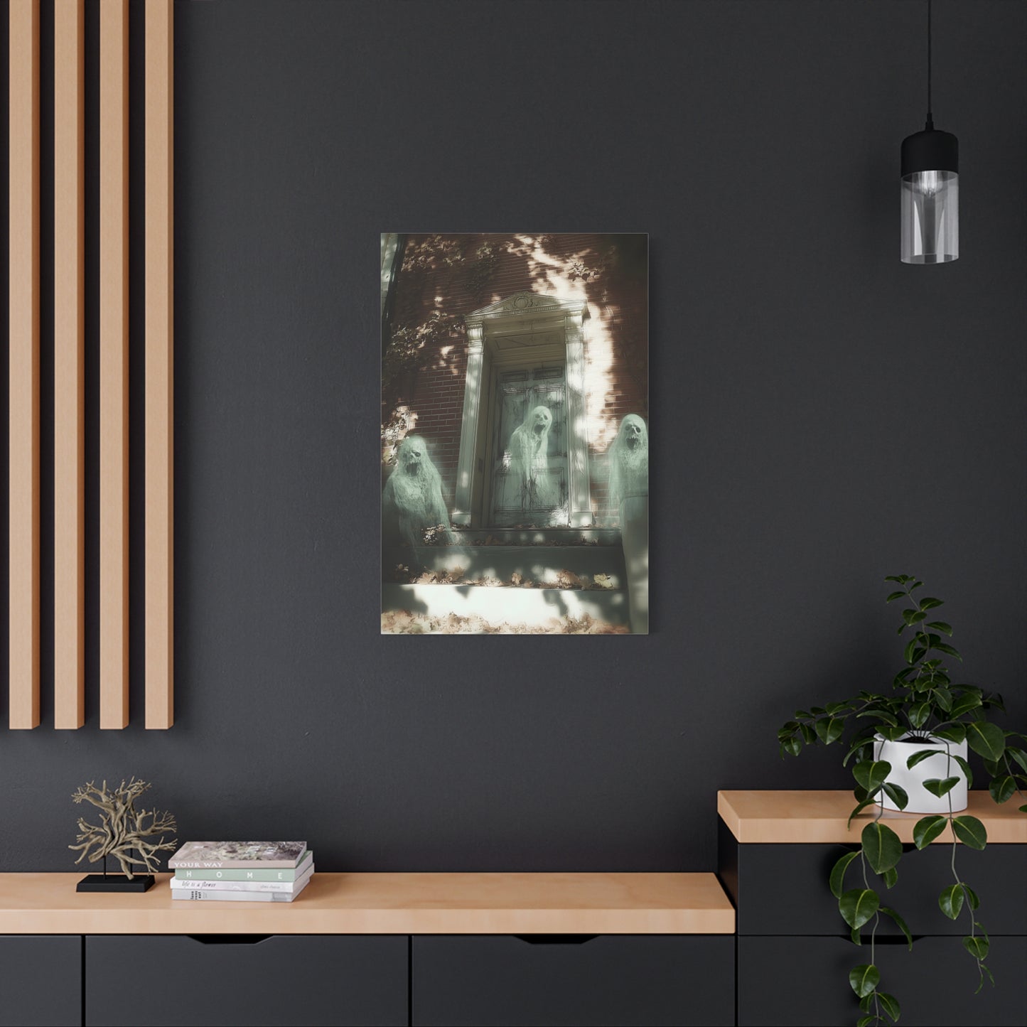 Ghostly Wall Art, Spooky Decor for Halloween, Haunted House Artwork, Paranormal Canvas, Unique Home Decoration