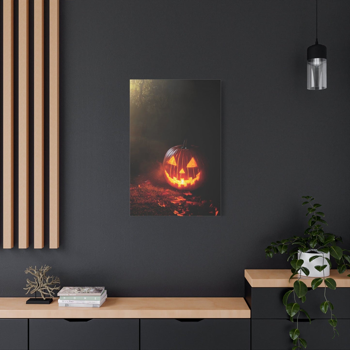 Halloween Pumpkin Canvas Art Print, Spooky Wall Decor, Fall Home Decoration, Halloween Party Decoration, Pumpkin Artwork