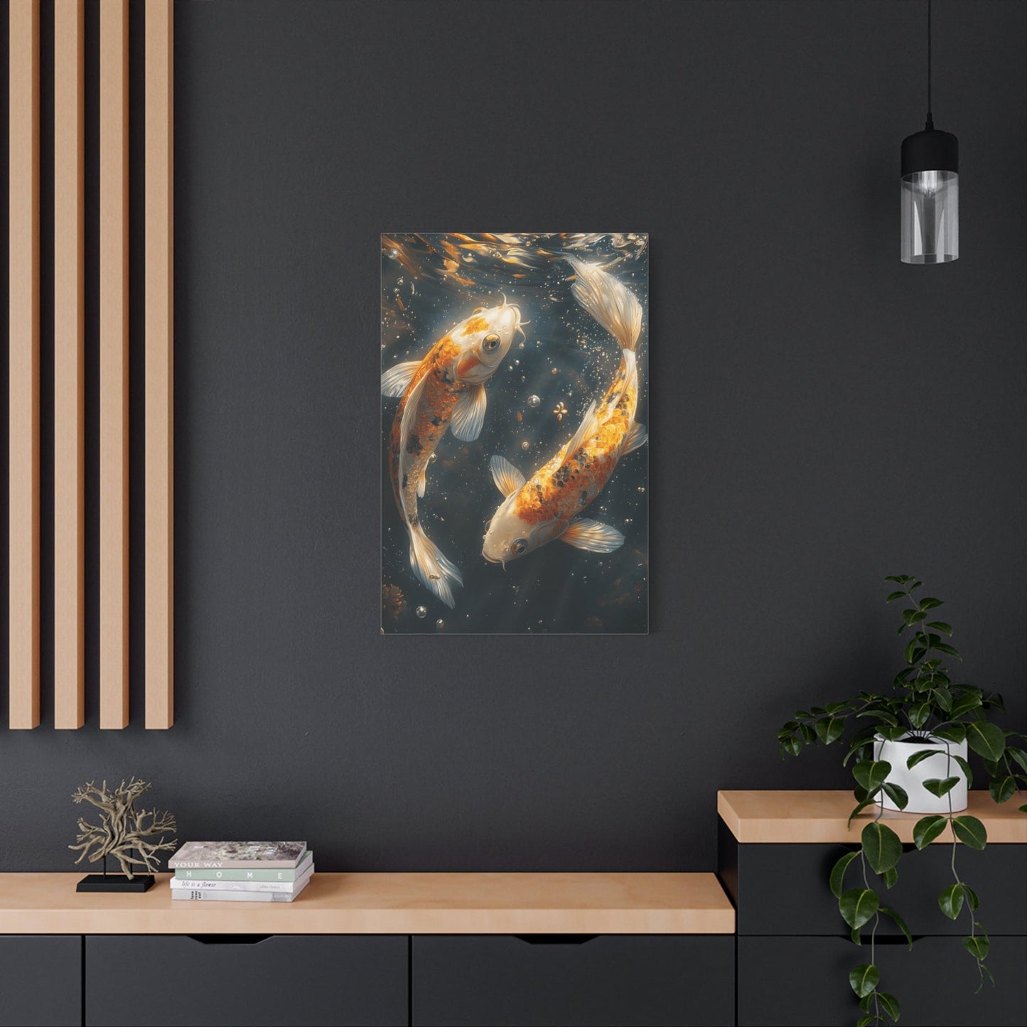 Serene Koi Canvas Print, Aquatic Art, Home Décor, Meditation Gift, Nature Wall Art, Zen Décor