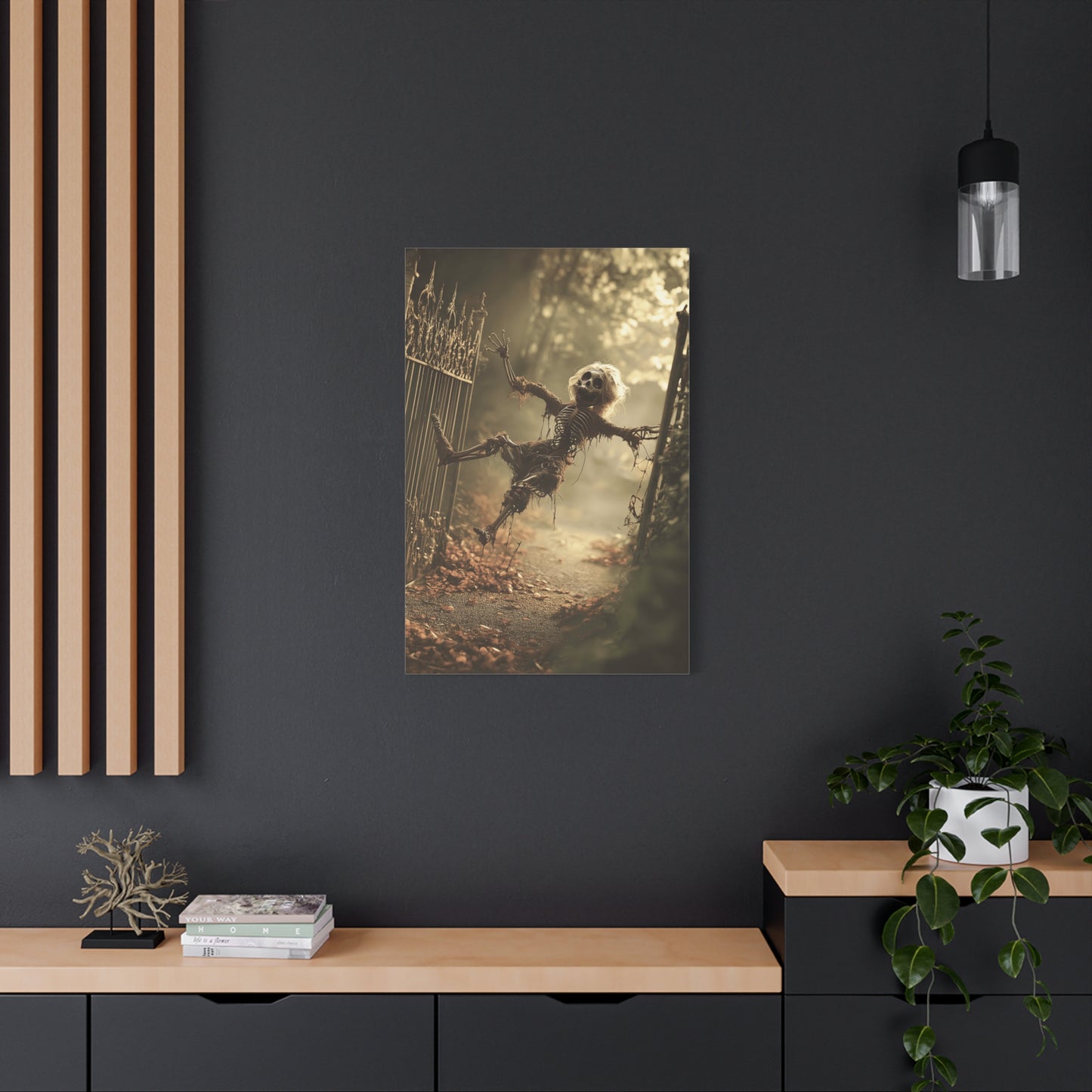 Halloween Skeleton Canvas Wall Art, Spooky Home Decor, Ghoulish Gift, Autumn Decoration, Creepy Wall Hanging