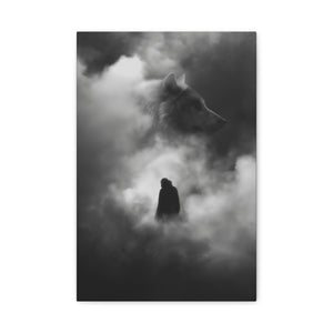 Black and White Wolf Canvas Art Print, Animal Wall Decor, Nature-Inspired Home Decor, Wilderness Art, Unique Gift Idea, Modern Aesthetic
