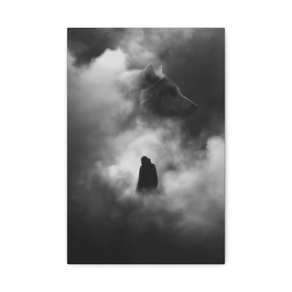 Black and White Wolf Canvas Art Print, Animal Wall Decor, Nature-Inspired Home Decor, Wilderness Art, Unique Gift Idea, Modern Aesthetic