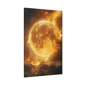 Golden Moon Canvas Wall Art, Celestial Décor for Dreamy Spaces, Perfect for Home, Gift Ideas, Wall Decorations, Astrophotography