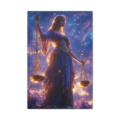 Elegant Justice-Themed Canvas Art Print, Inspirational Home Decor, Perfect Gift for Law Students, Libra Decor, Goddess of Justice Wall Art
