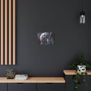 Stretched Canvas Wall Art, Cosmic Earth Design, Home Decor, Modern Art, Gift for Space Lovers, Galaxy Artwork