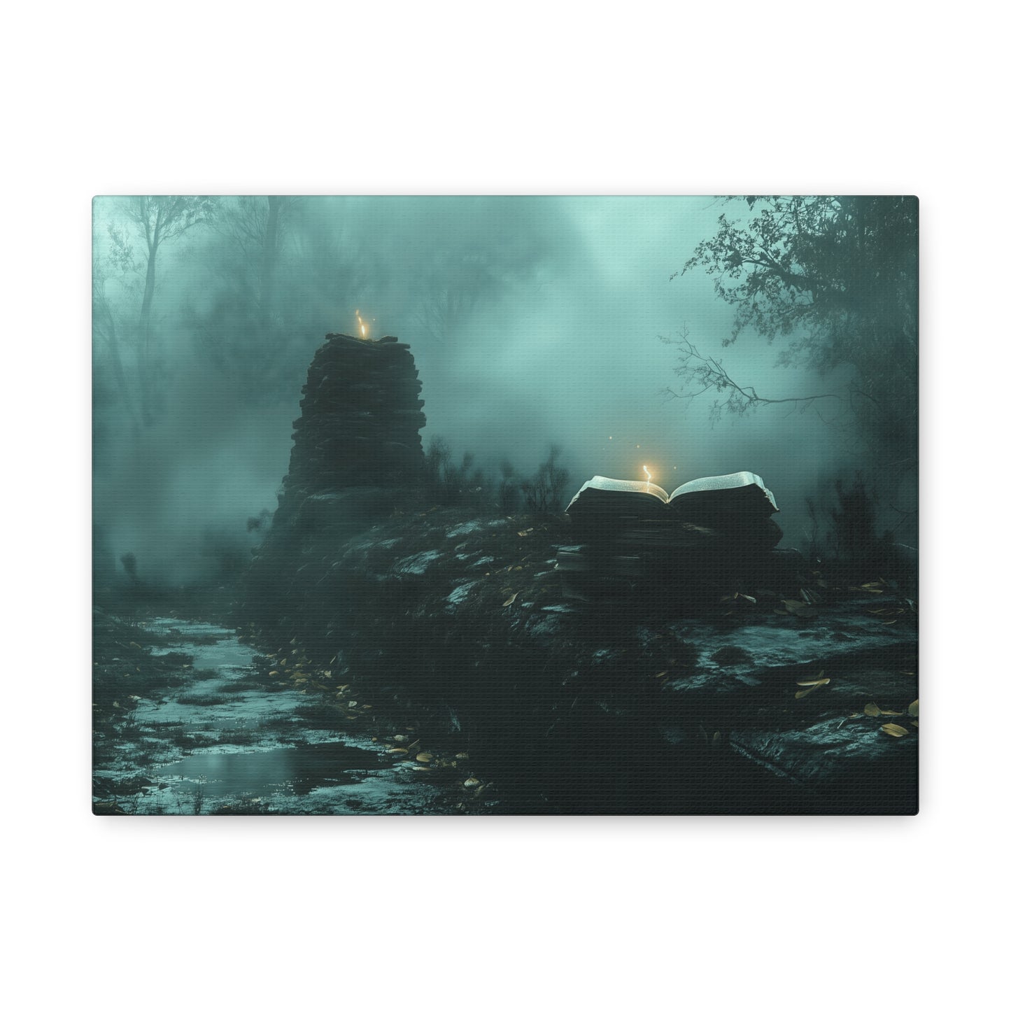 Mystical Book Canvas Art, Enigmatic Wall Decor, Fantasy Themed Home Decor, Gift for Book Lovers, Unique Art Piece, Wall Art for Halloween