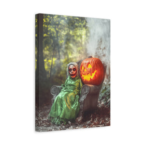 Spooky Halloween Canvas Art, Halloween Decor, Wall Art, Frightening Artwork, Fall Decorations, Pumpkin Queen