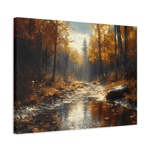 Autumn Landscape Canvas Wall Art, Cozy Fall Decor, Nature Print for Home, Rustic Living Room Artwork, Gift for Nature Lovers