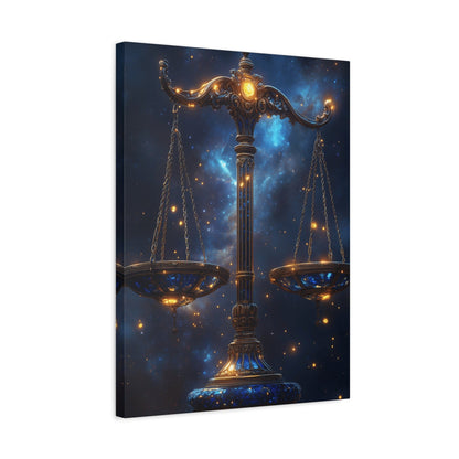 Cosmic Balance Canvas Art Print | Astrology Decor, Starry Wall Art, Home Decoration, Gift for Zodiac Lovers, Scales Artwork