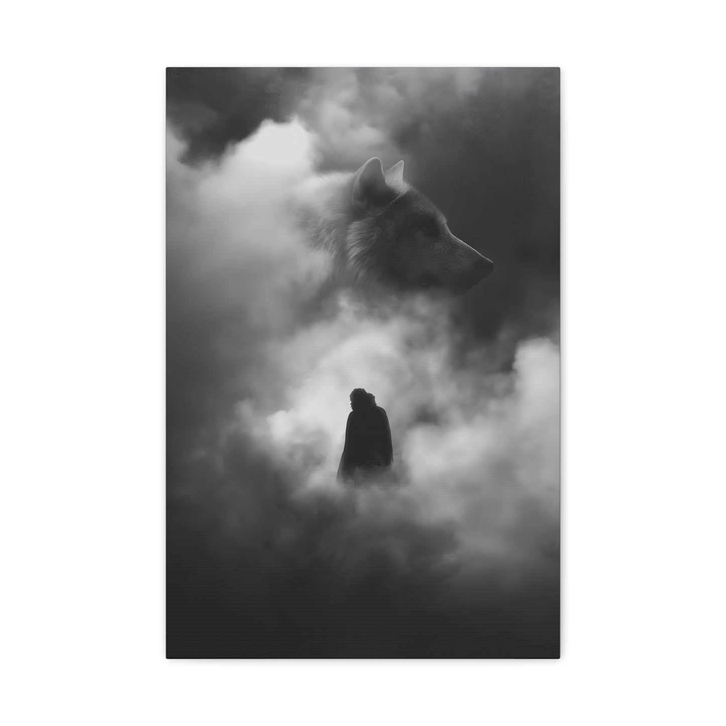 Black and White Wolf Canvas Art Print, Animal Wall Decor, Nature-Inspired Home Decor, Wilderness Art, Unique Gift Idea, Modern Aesthetic