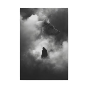 Black and White Wolf Canvas Art Print, Animal Wall Decor, Nature-Inspired Home Decor, Wilderness Art, Unique Gift Idea, Modern Aesthetic