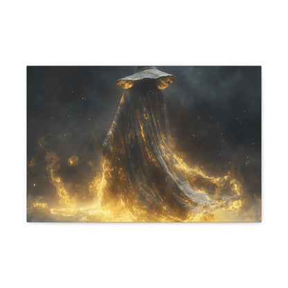 Canvas Wall Art, Fantasy Decor, Wizard Artwork, Fire Theme, Mystical Home Accent