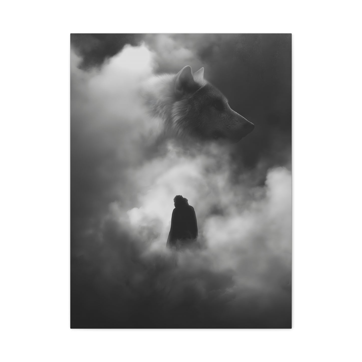 Black and White Wolf Canvas Art Print, Animal Wall Decor, Nature-Inspired Home Decor, Wilderness Art, Unique Gift Idea, Modern Aesthetic