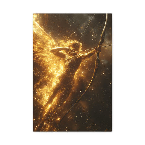 Golden Archer Canvas Print, Celestial Wall Art, Inspirational Home Decor, Rustic Gift, Fantasy Artwork