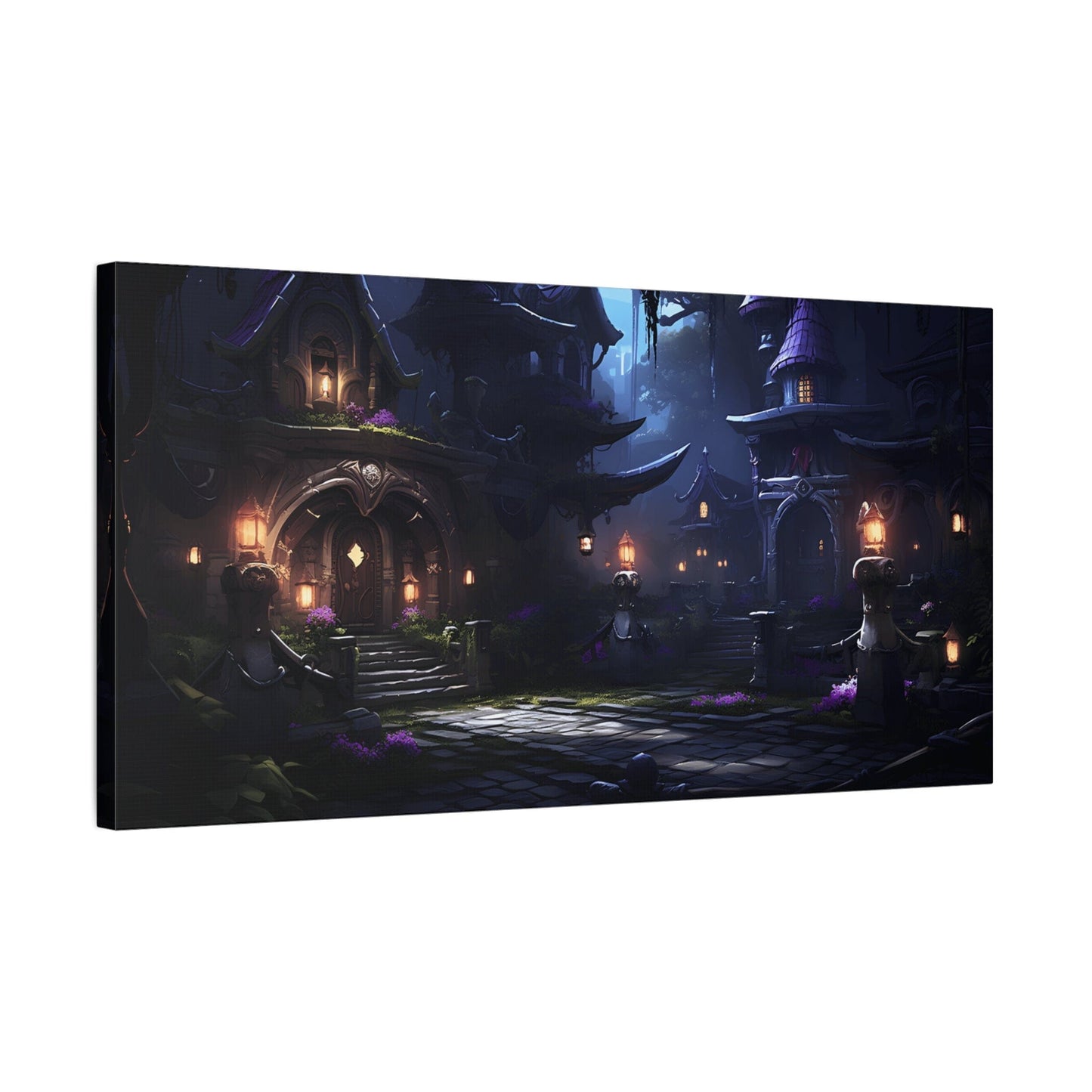 Ethereal Mystic Village Canvas Print, Perfect Wall Art for Fantasy Lovers, Home Décor, Gift Idea for Special Occasions, Magical Scene
