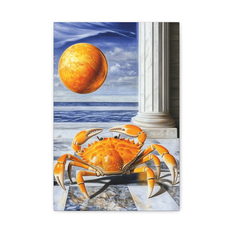 Vibrant Crab Art Canvas Print, Coastal Home Decor, Beach Wall Art, Unique Gift for Ocean Lovers, Nautical Themed Artwork, Summer Decor