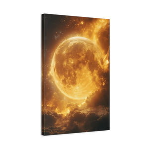 Golden Moon Canvas Wall Art, Celestial Décor for Dreamy Spaces, Perfect for Home, Gift Ideas, Wall Decorations, Astrophotography