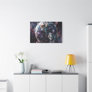 Stretched Canvas Wall Art, Cosmic Earth Design, Home Decor, Modern Art, Gift for Space Lovers, Galaxy Artwork