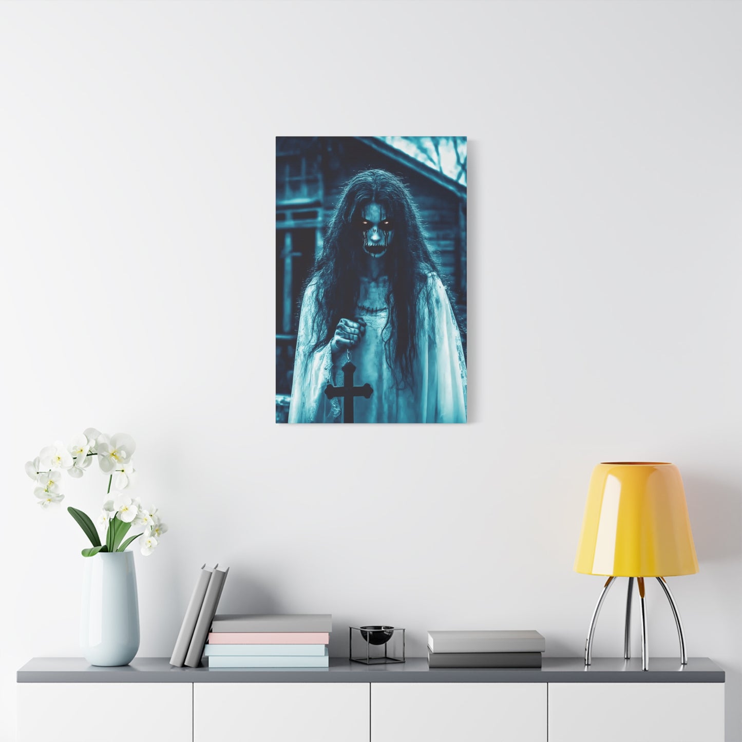 Spooky Horror Matte Canvas Wall Art - Creepy Decor for Halloween, Ghostly Home Decor, Dark Art for Gothic Lovers, Unique Gift Idea