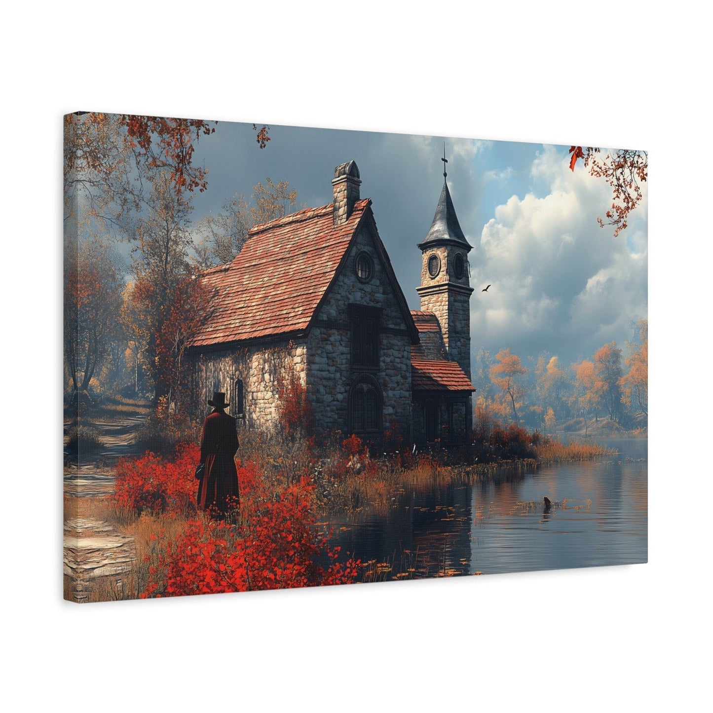 Rustic Art Canvas, Wall Decor, Home Decoration, Cozy Living Room, Nature Scene, Ideal for Holidays