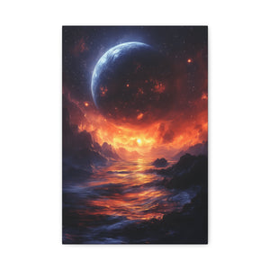 Stretched Canvas Art Print, Cosmic Landscape, Wall Decor, Galaxy Artwork, Home Gallery, Celestial Gift, Space Vibe