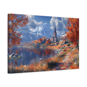 Autumn Landscape Canvas Art, Fall Wall Decor, Nature Artwork, Home Decoration, Seasonal Gift, Scenic Painting