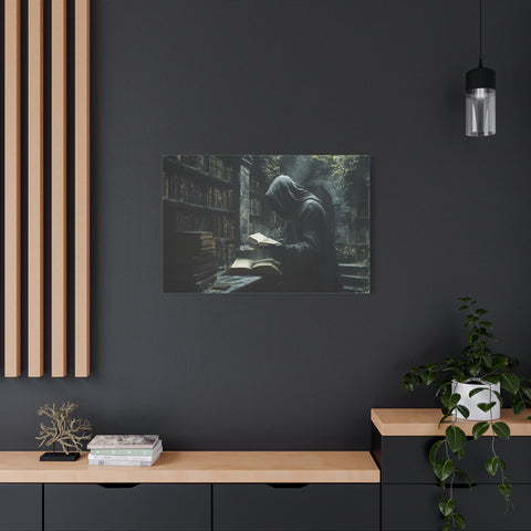 Mysterious Library Canvas Print, Dark Academia Wall Art, Book Lover Gift, Gothic Home Decor, Reading Nook Decoration, Unique Wall Art