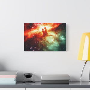 Cosmic Love Canvas Art, Celestial Couple Print, Space Wall Decor, Romantic Gift, Unique Home Artwork
