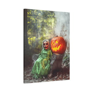 Spooky Halloween Canvas Art, Halloween Decor, Wall Art, Frightening Artwork, Fall Decorations, Pumpkin Queen