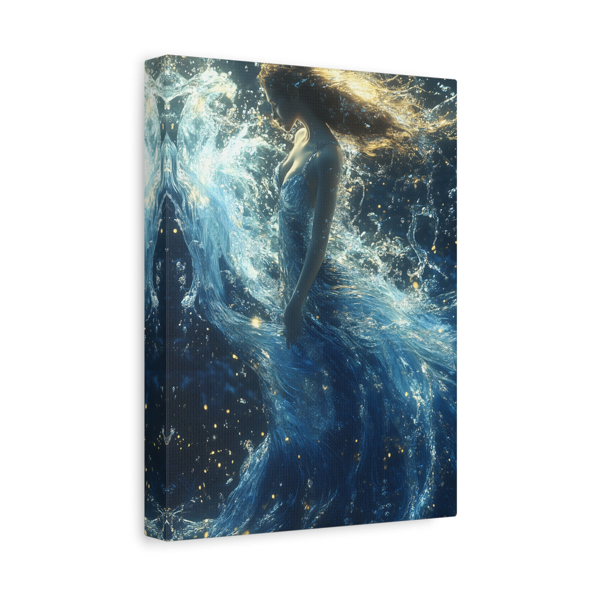 Canvas Wall Art - Mystical Water Goddess, Ethereal Decor for Home, Unique Gift for Art Lovers, Nautical Theme, Ocean Inspired