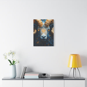 Stretched Canvas Wall Art Featuring Mystical Ram Design, Perfect for Home Decor, Art Lovers, Nature Enthusiasts, Gift Idea