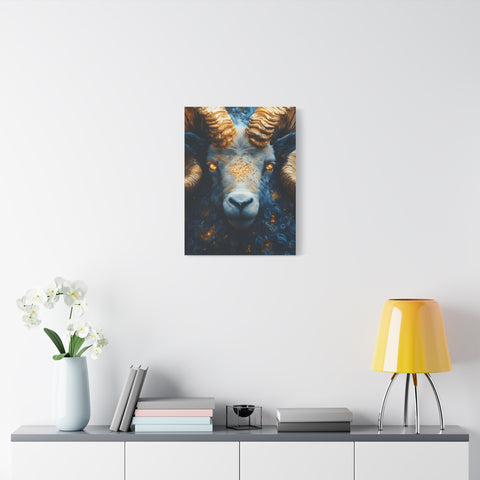 Stretched Canvas Wall Art Featuring Mystical Ram Design, Perfect for Home Decor, Art Lovers, Nature Enthusiasts, Gift Idea