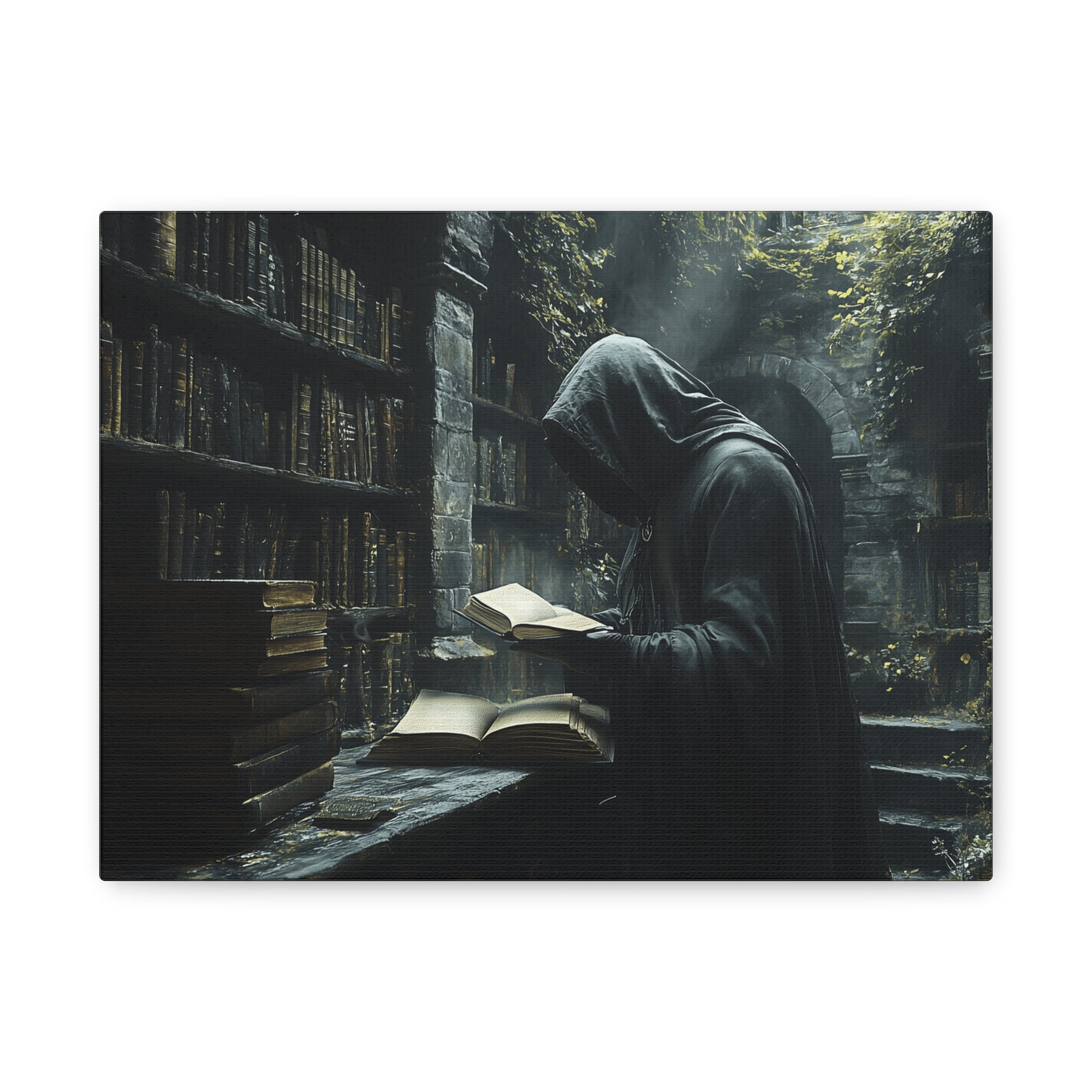 Mysterious Library Canvas Print, Dark Academia Wall Art, Book Lover Gift, Gothic Home Decor, Reading Nook Decoration, Unique Wall Art