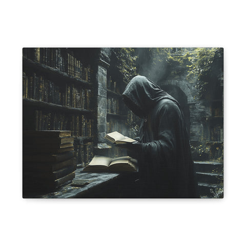 Mysterious Library Canvas Print, Dark Academia Wall Art, Book Lover Gift, Gothic Home Decor, Reading Nook Decoration, Unique Wall Art