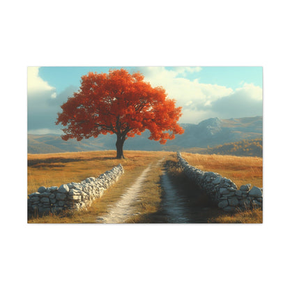 Vibrant Landscape Canvas Art, Nature Wall Decor, Red Tree Print, Home Decor, Gift for Nature Lovers