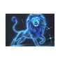 Celestial Lion Canvas Art, Cosmic Decor, Starry Night Wall Art, Gift for Animal Lovers, Home Office Decor, Vibrant Blue Canvas