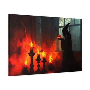 Spooky Halloween Canvas Print, Witch Decor, Haunted House Art, Creepy Wall Art, Fall Home Decor