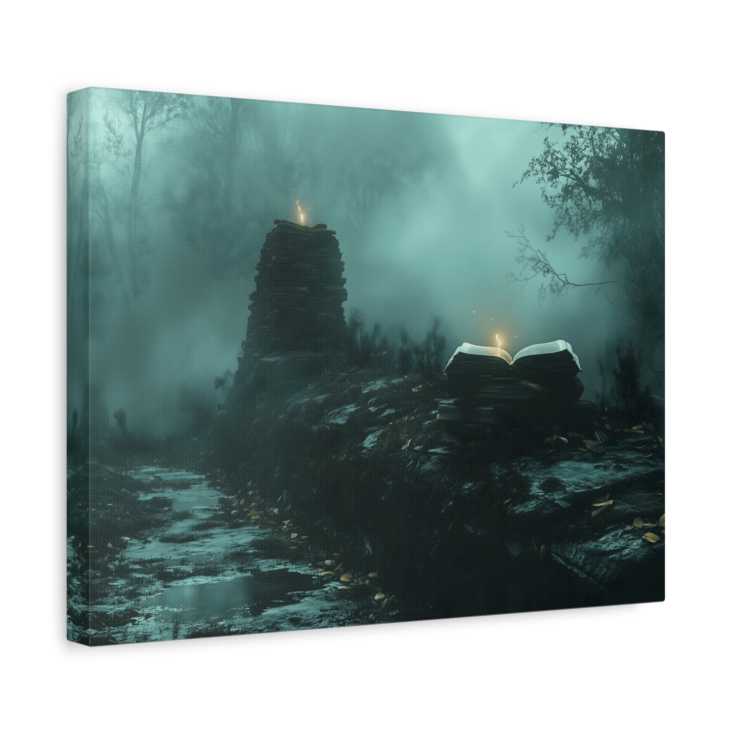 Mystical Book Canvas Art, Enigmatic Wall Decor, Fantasy Themed Home Decor, Gift for Book Lovers, Unique Art Piece, Wall Art for Halloween