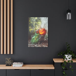 Spooky Halloween Canvas Art, Halloween Decor, Wall Art, Frightening Artwork, Fall Decorations, Pumpkin Queen