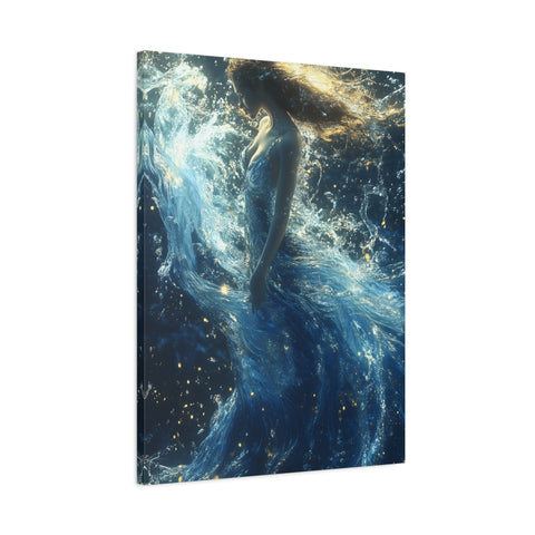 Canvas Wall Art - Mystical Water Goddess, Ethereal Decor for Home, Unique Gift for Art Lovers, Nautical Theme, Ocean Inspired
