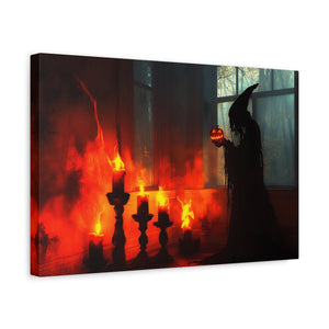 Spooky Halloween Canvas Print, Witch Decor, Haunted House Art, Creepy Wall Art, Fall Home Decor