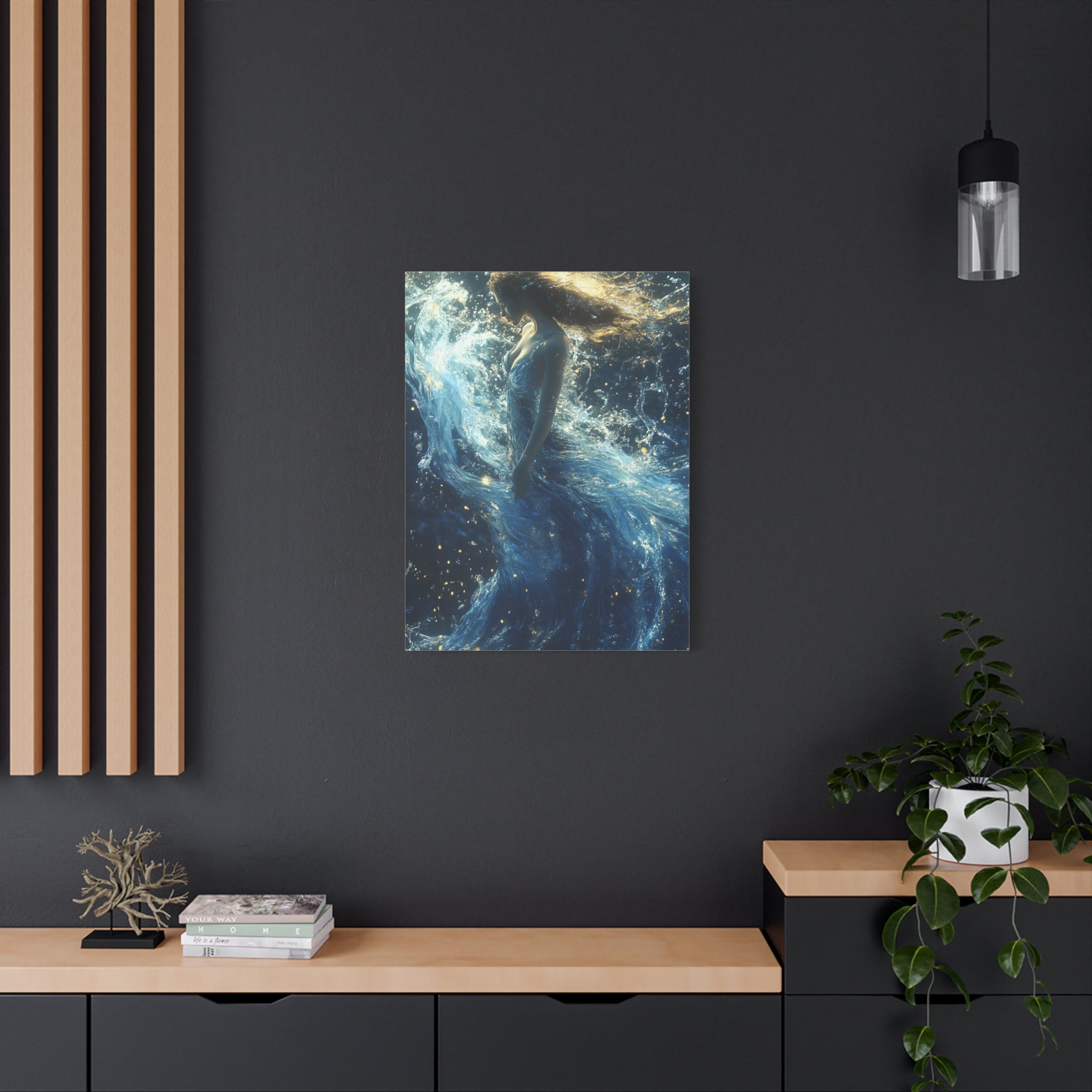 Canvas Wall Art - Mystical Water Goddess, Ethereal Decor for Home, Unique Gift for Art Lovers, Nautical Theme, Ocean Inspired
