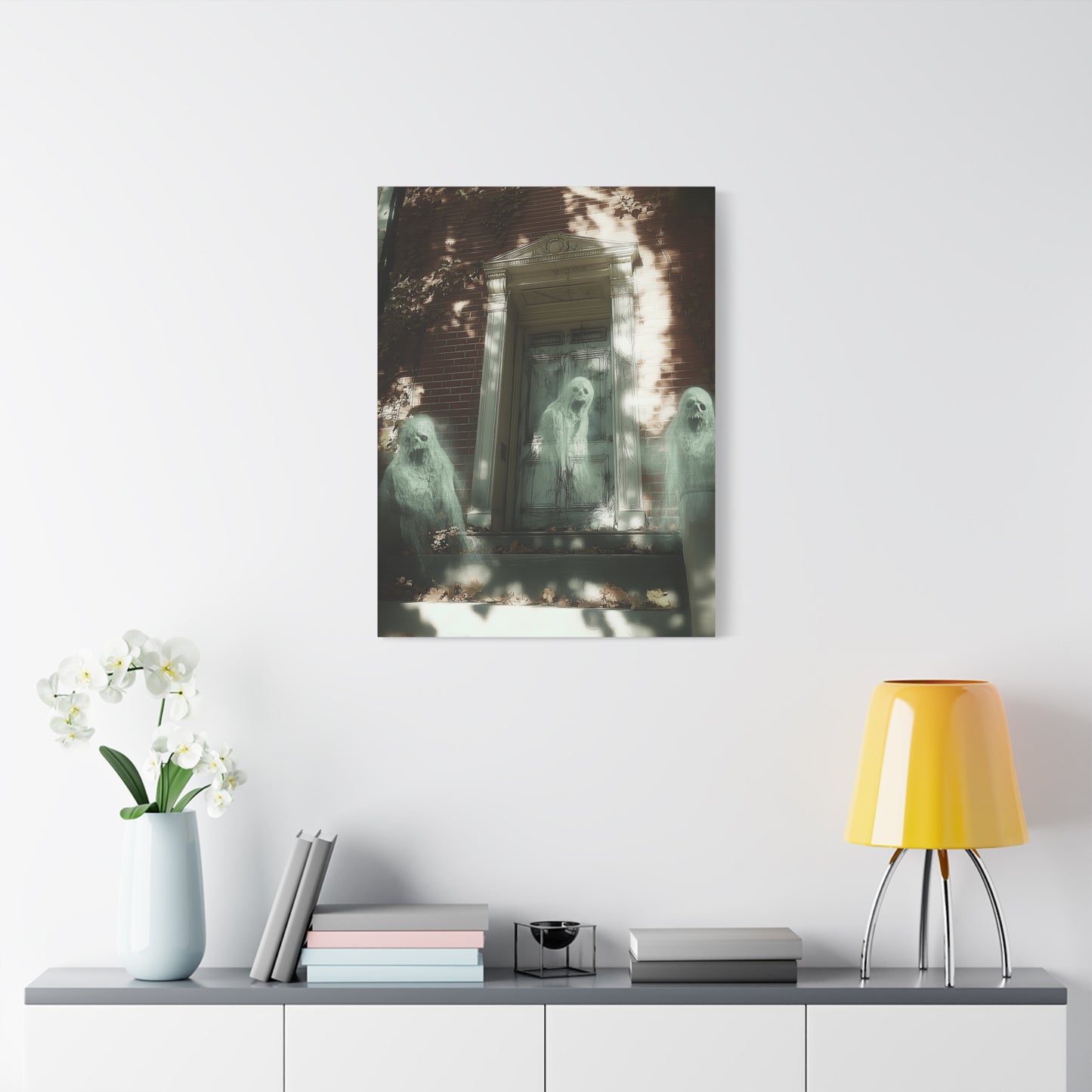 Ghostly Wall Art, Spooky Decor for Halloween, Haunted House Artwork, Paranormal Canvas, Unique Home Decoration