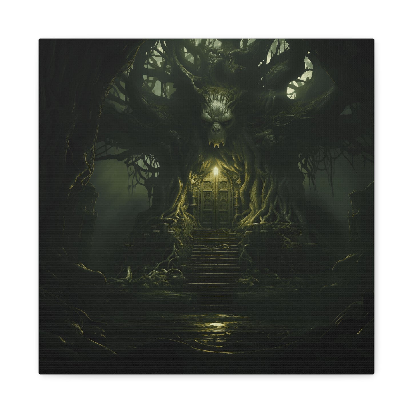 Mystical Forest Canvas Wall Art, Fantasy Decor, Enchanted Home, Gift for Nature Lovers, Dark Aesthetic Room Decor, Gothic Artwork