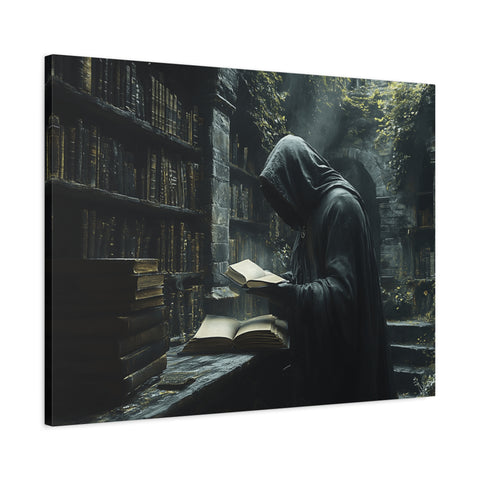 Mysterious Library Canvas Print, Dark Academia Wall Art, Book Lover Gift, Gothic Home Decor, Reading Nook Decoration, Unique Wall Art